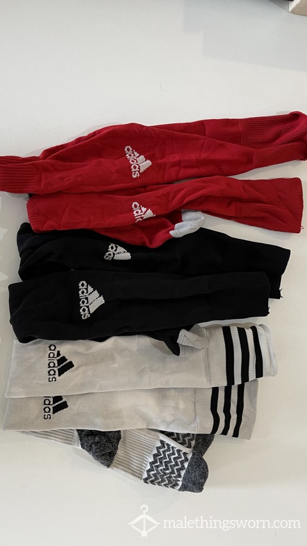 1 Pair X Worked Out In Adidas Soccer Socks (white, Black Or Red)
