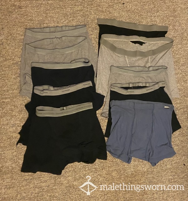 10 PAIRS OF OLD USED UP BOXER BRIEFS!