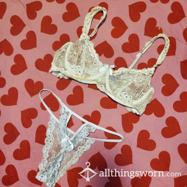*2 DAYS WORN* White Lace Lingerie $35