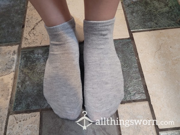 Worn Gray Ankle Socks