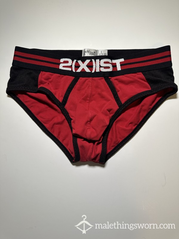 2(x)ist Brief - Large, Red With Navy Blue Accents