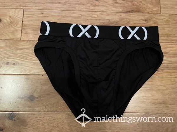 2(X)ist Sport Silky Microfibre Black Briefs With White Logo (S)- Ready To Be Customised For You