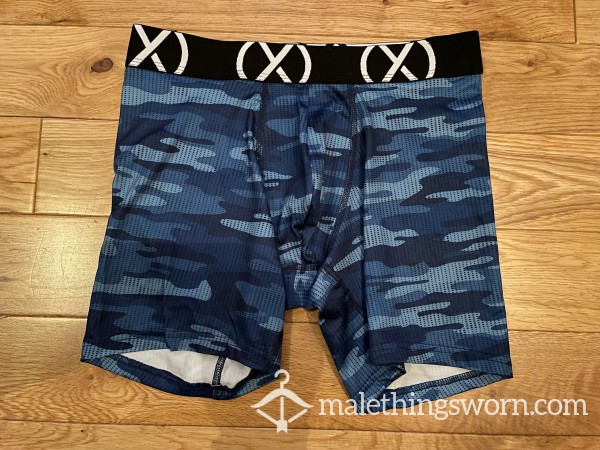 2(X)ist Sport Silky Microfibre Blue Camo Boxer Shorts (S)- Ready To Be Customised For You
