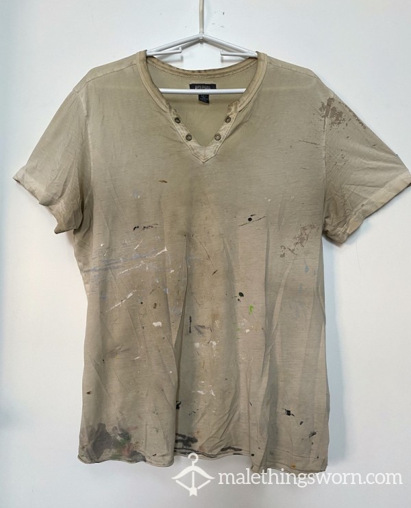 3 Year Unwashed Heavy Pit Stink Work/Painting T-Shirt- Super Rank!