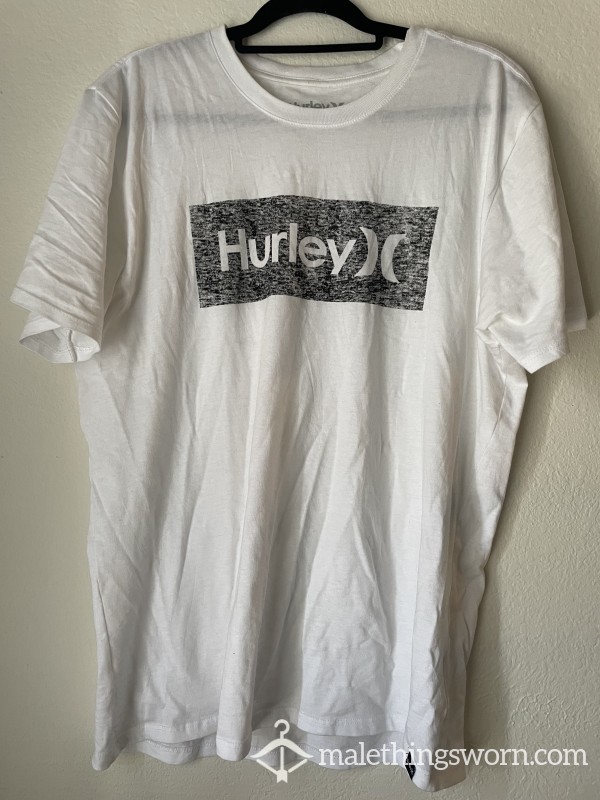 48 Hour Worn Sweaty Gym Shirt White Graphic Hurley Size Large