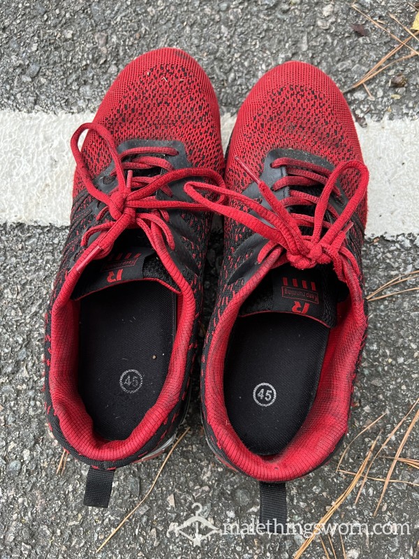 Abandonded Shoes Found In Parking Lot Red Sneakers Size 45 Good Condition