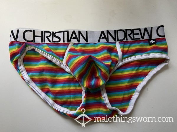 Andrew Christian Pride Rainbow Briefs Size XL (35-38 In / 89-96 Cm)