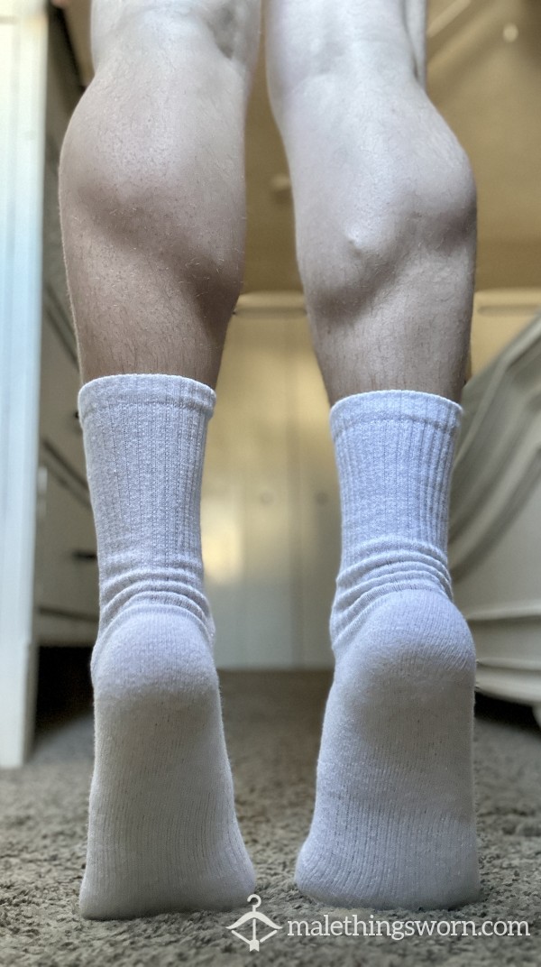 Active Men  All White Cotton Socks