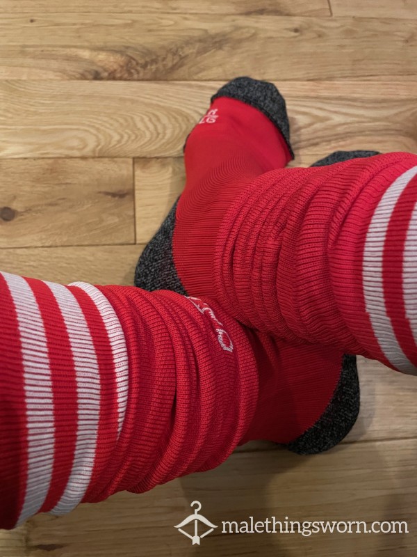 Adidas Adi 21 Red Areoready Soccer Football Long Sports Socks
