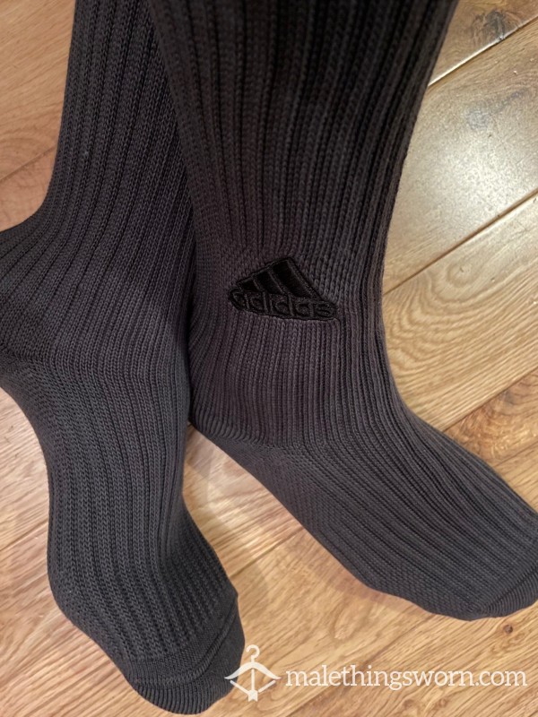 Adidas Dark Grey Ribbed Slouchy Crew Socks With Embroidered Logo