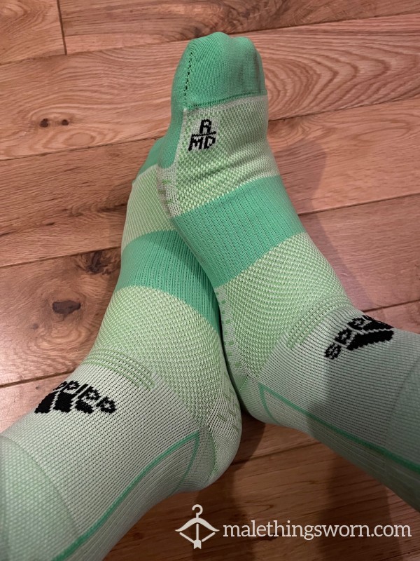 Adidas Neon Green Running Compression Ankle Sports Socks - Ready To Be Customised For You