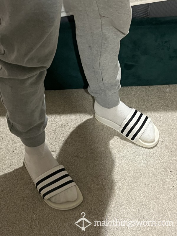 Adidas White Sliders