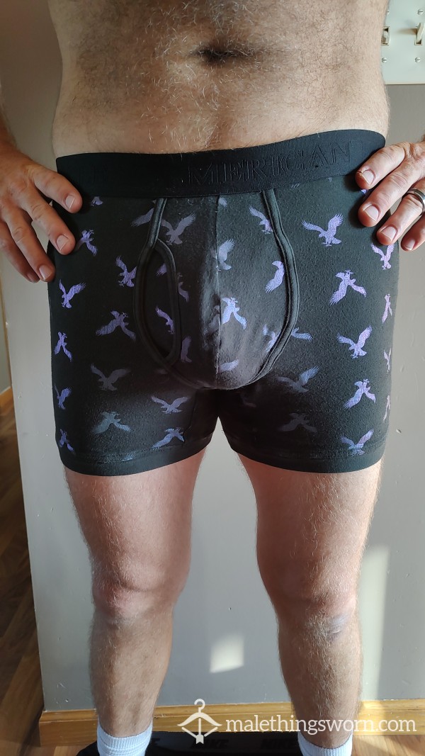 AE BOXER BRIEFS WITH HOLOGRAM EAGLES ON THEM