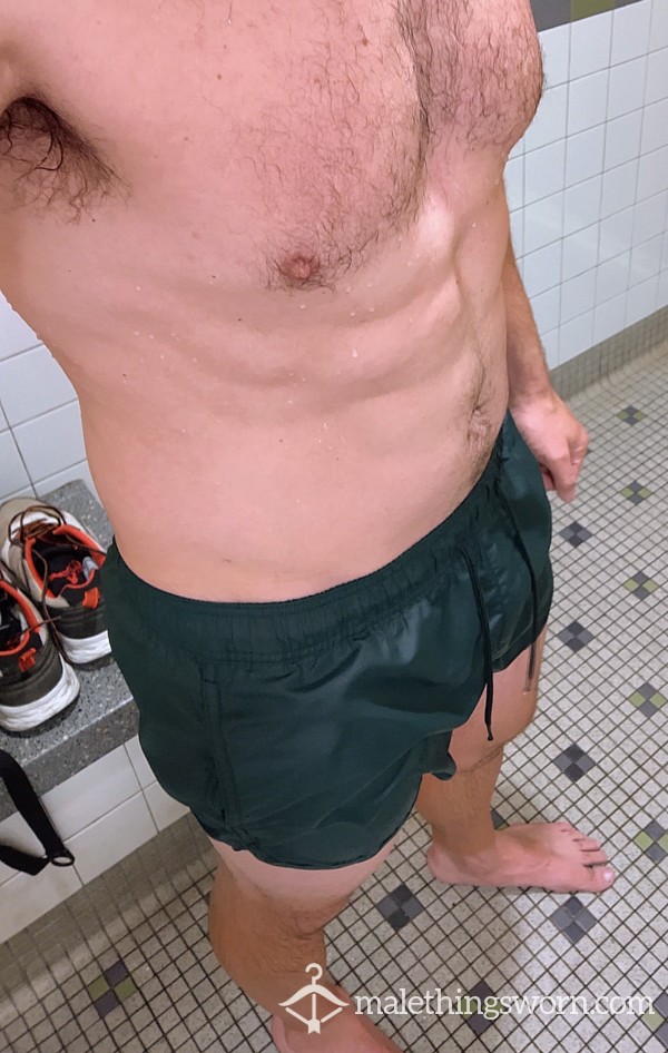 After Swim - Dark Green Short Shorts / Swim Trunks By H&M, Size M