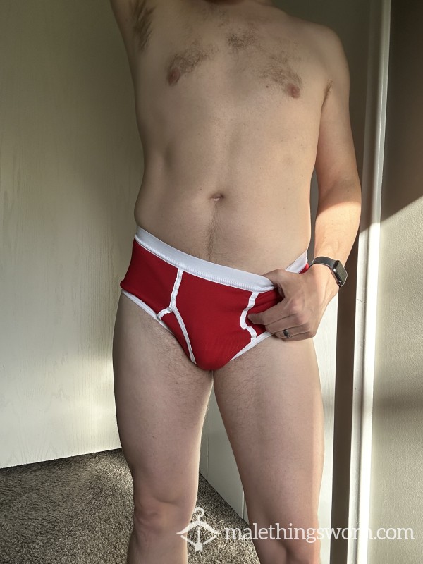 American Apparel Men's Red Baby Rib Briefs- Size M