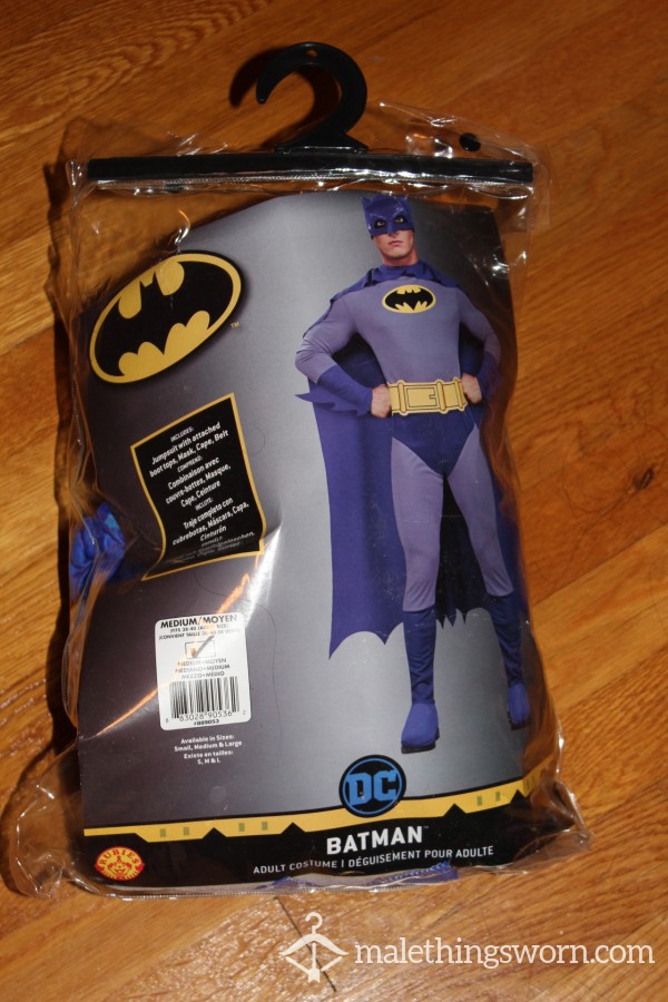 Batman Costume UNWASHED Size Medium With Hole In Crotch (comes With Film 🦇🦹🏻‍♂️ "Batman: Paradise Lost"🦇🦹🏻‍♂️)