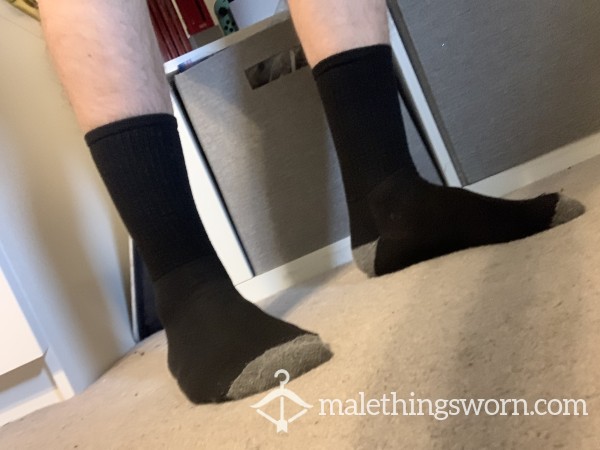 Black And Grey Worn Out Crew Socks