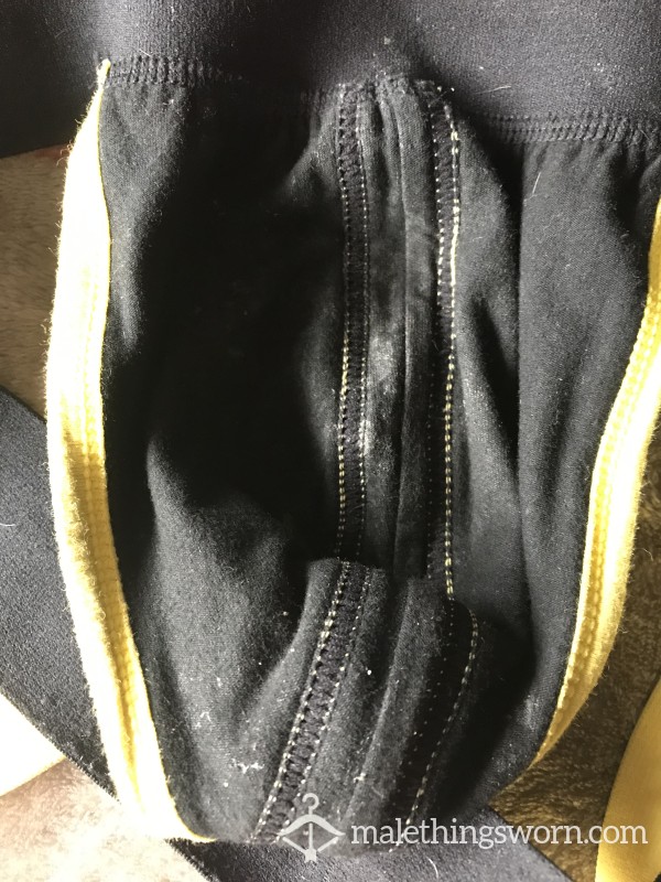 Black And Yellow Cum Stained Scented Used Jockstrap