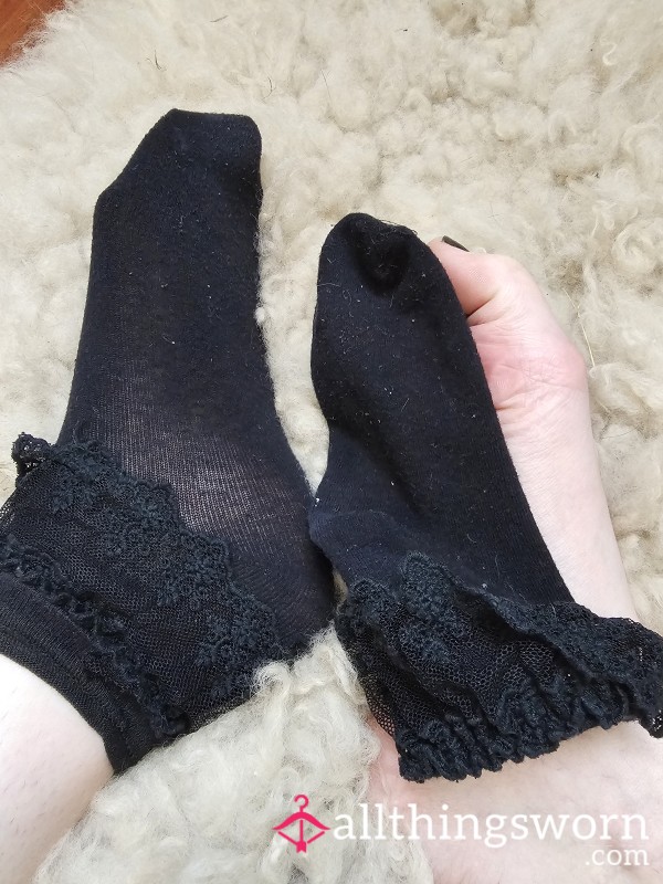 Black Frilly Lacey Socks