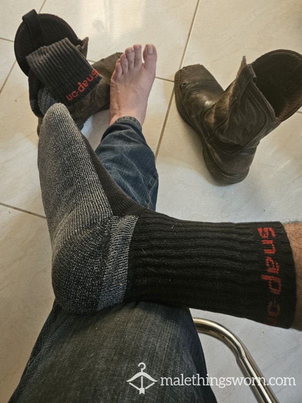 Black High Top Snap On Work Socks