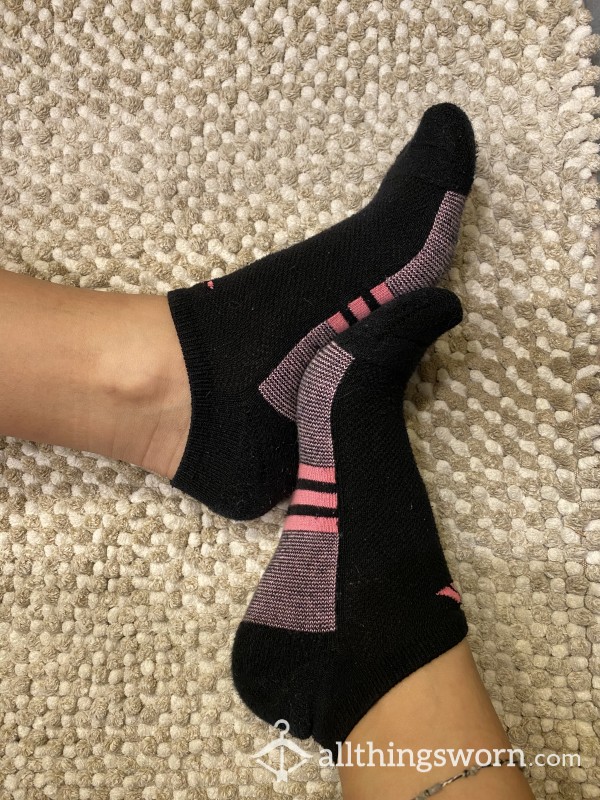 😘Sold😘Black & Pink Adidas Socks