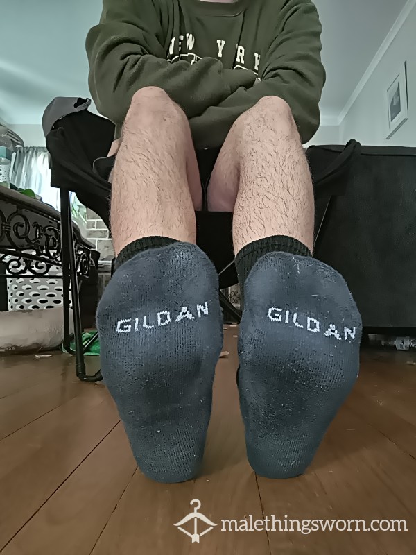 Black Sweaty Crew Length Gildan Sports Socks