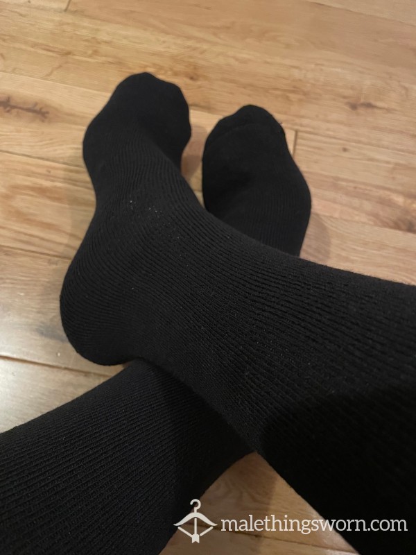 Black Thick Wool Ski Long Tube Socks - Wanna Sniff?