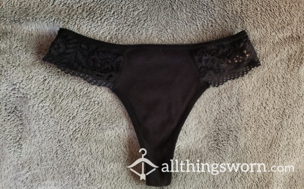 🥵Black Thong With Lace On The Sides🥵  Size M
