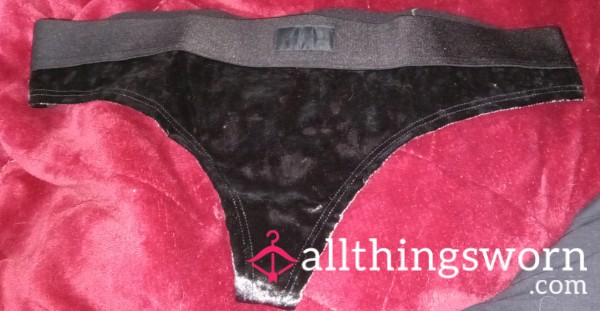 Black Velvet (if You Please) Victoria's Secret "Pink" Brand Thong.  Size Medium.
