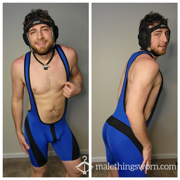 Blue And Black Chest-less Singlet