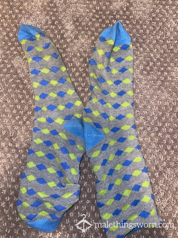 Blue And Green Diamond Socks