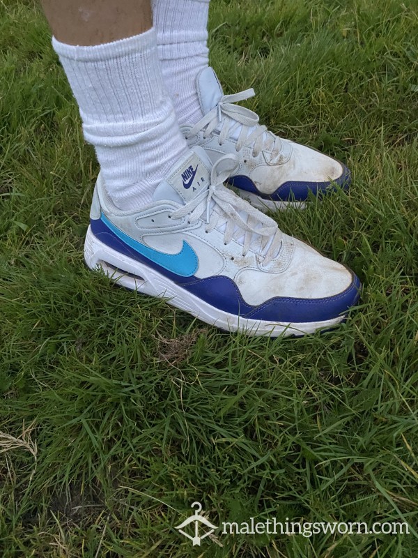 Blue And White Nike Trainers With Socks