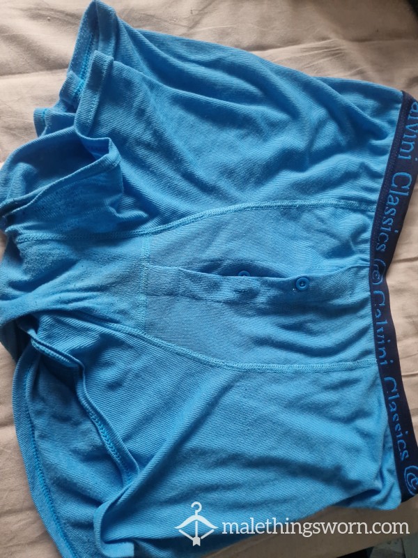 Blue Button-fly Boxers 4nights/5 Days Worn