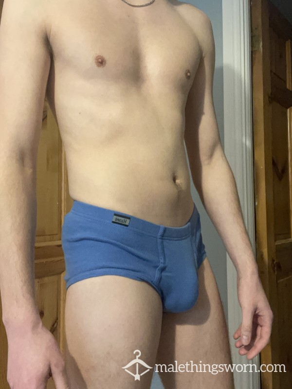 Blue Hanes Briefs Size: M (But Are Very Snug)