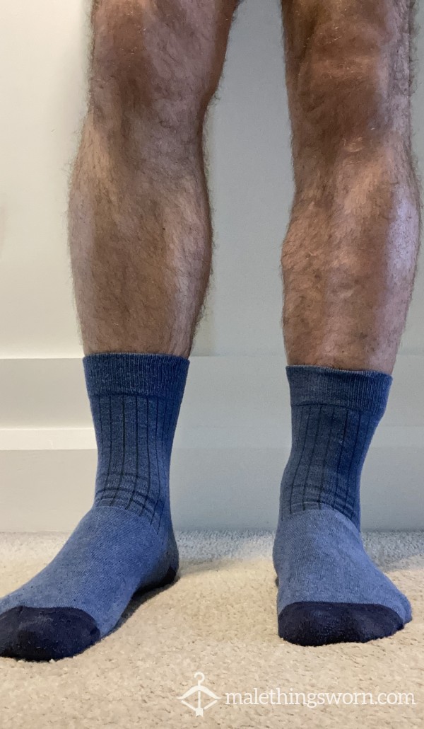 Blue Ribbed Formal Socks