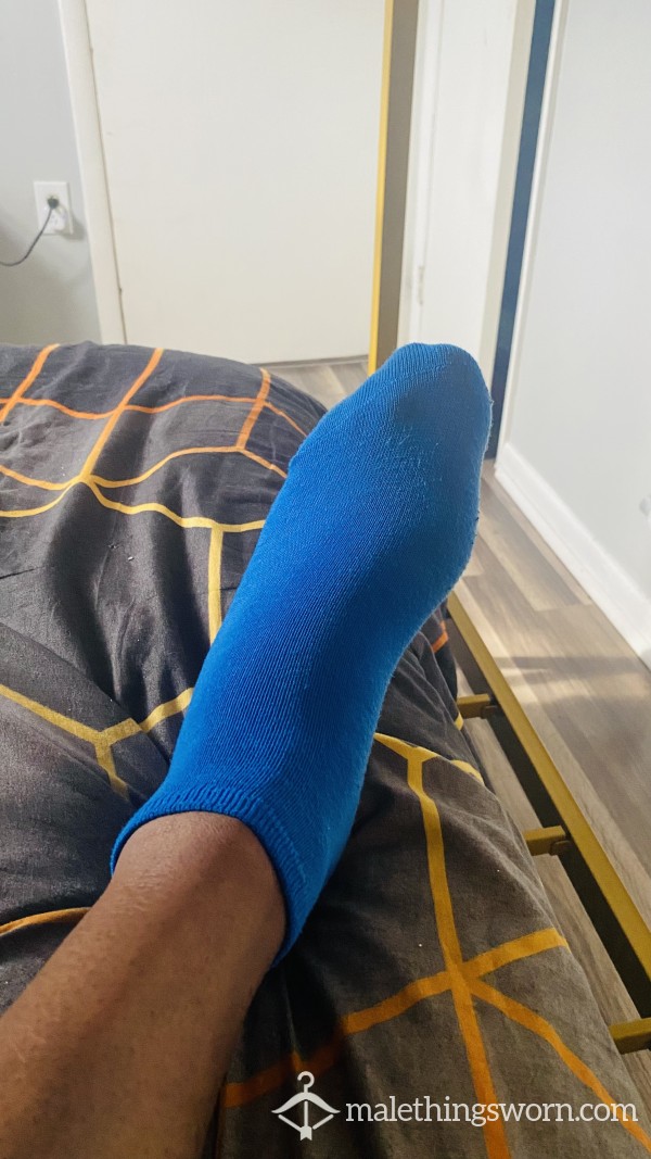 Blue Used Semi Smelly Ankle Gym Socks.