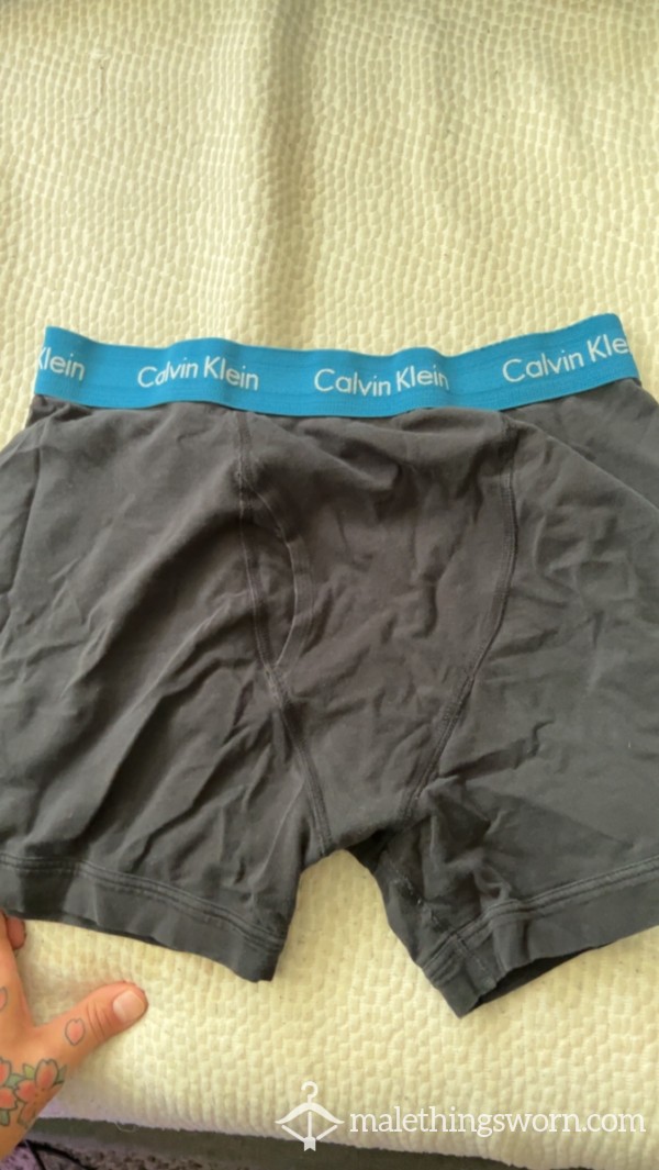 Blue Waist Line, Black Calvin Kleins, Very Worn And Sweaty From The Gym, Great Musk.