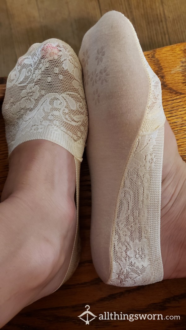 Boat Style Socks With Lacy Sheer Top *ships Free*