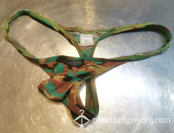Bodybuilder's Cammo Thong, Worn For A Whole Week