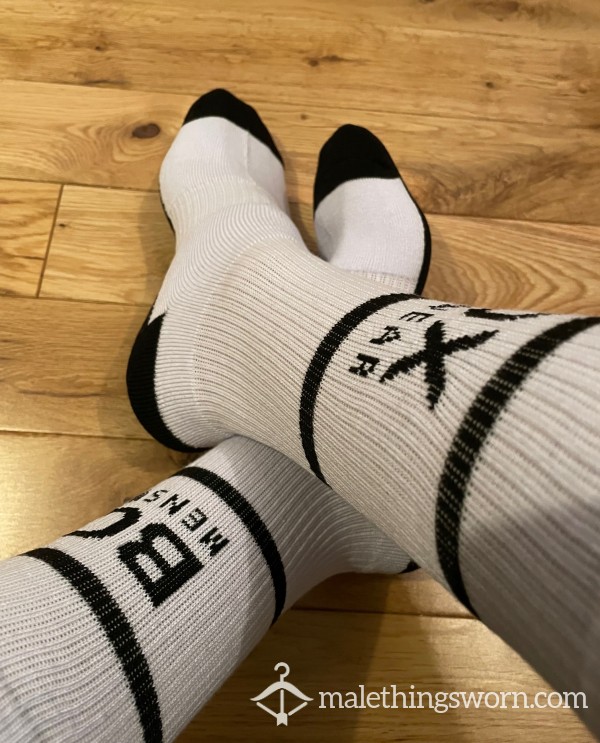 BOX Menswear White & Black Sports Socks - Ready To Be Customised For You