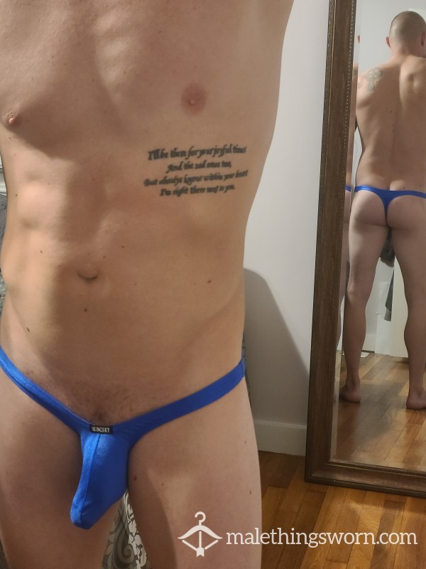 Bright Blue Thong Worn All Day And During Sweaty Workout