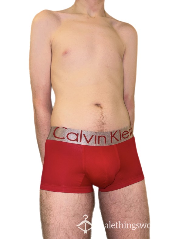 Bright Red Calvin Klein Boxers (5 DAYS WORN + CUM)