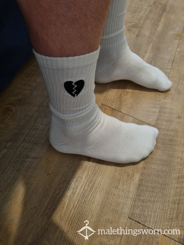 Broken Heart White Socks