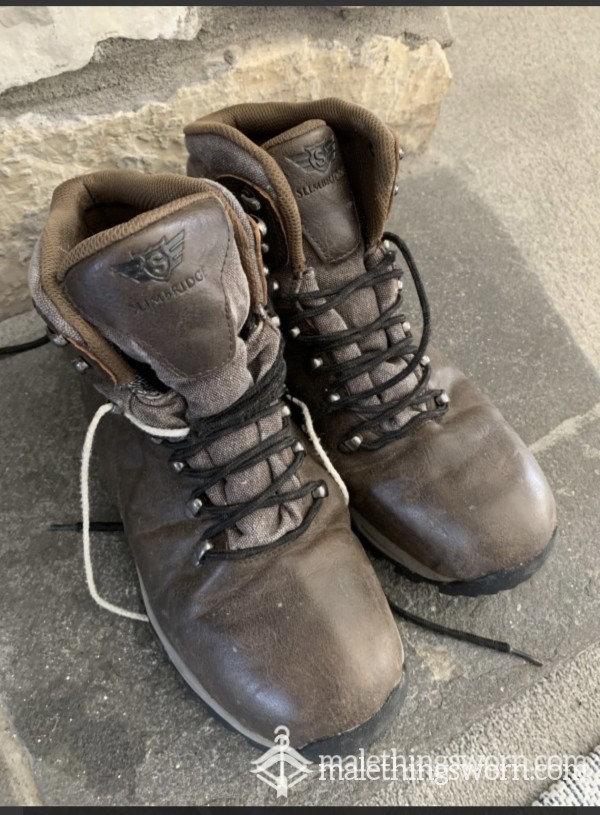 Brown Leather Walking Boots. Size 11