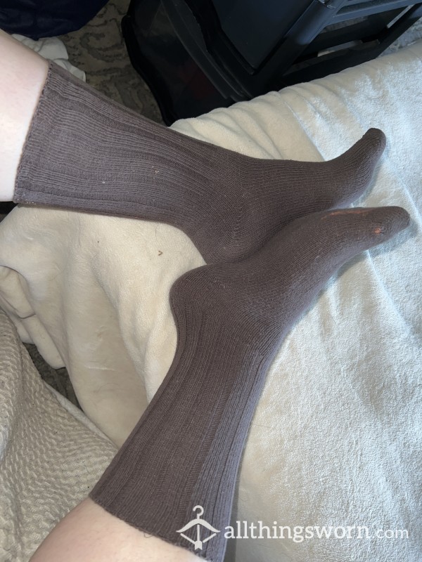Brown Stained Crew Socks