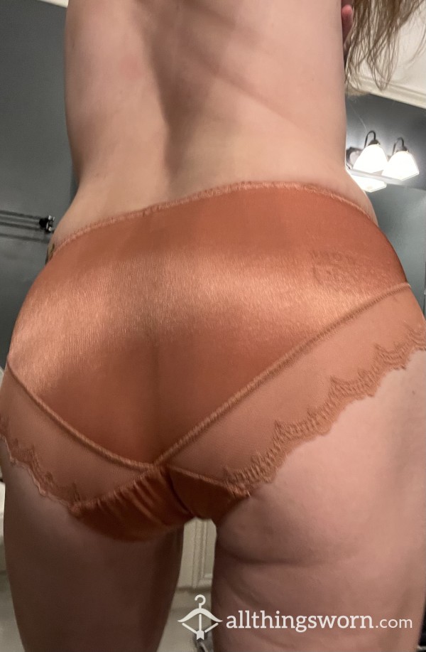 Burnt Orange Silk And Lace Panties