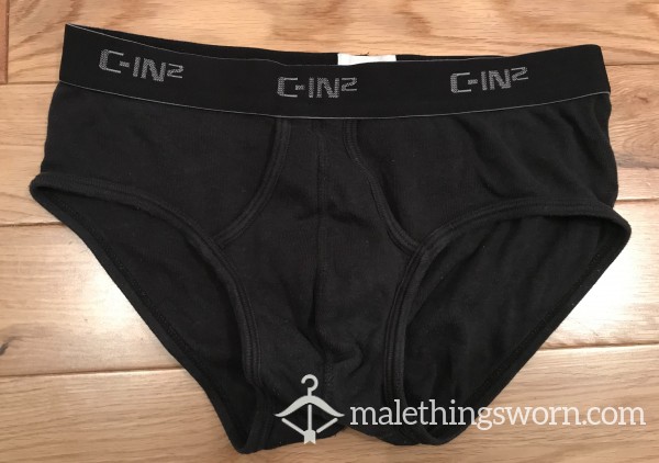 C-IN2 Tight Fitting Black Hip Brief With Key Hole Access Fly For Your Cock -Used & Worn (S)