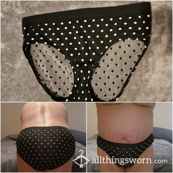 Cacique Black W/White Polka Dots Hipster Panty