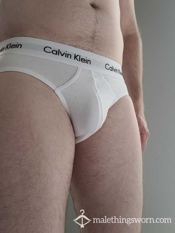 Calvin Klein Cotton Stretch White Briefs - Size SM