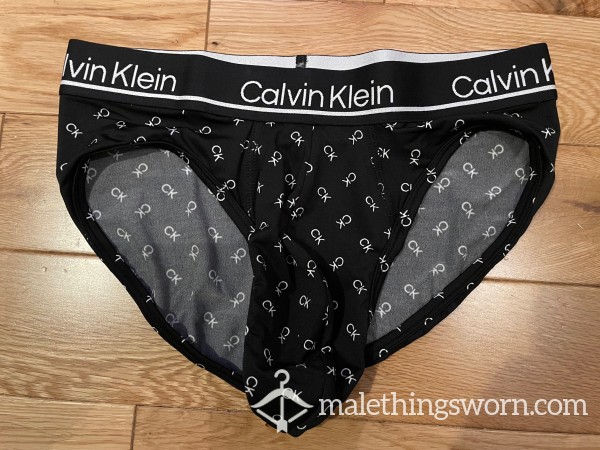 Calvin Klein Microfiber Tight Fitting Black CK Logo Hip Briefs (S) Ready To Be Customised For You!